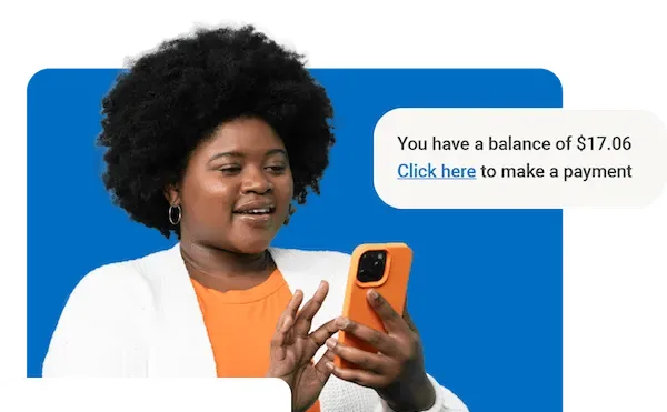 Patient paying a medical bill with a secure text-to-pay link on a smartphone